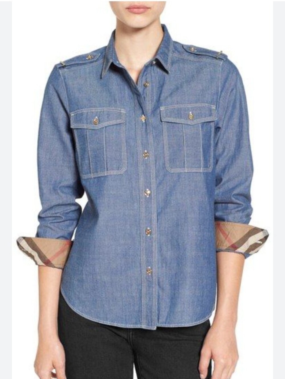 Burberry Brit Burberry Check Cuff Denim Shirt